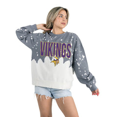 Gameday Couture Women's Oversized Faded Wash Tri-Blend Pullover Sweatshirt - Minnesota Vikings