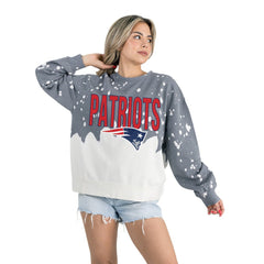 Gameday Couture Women's Oversized Faded Wash Tri-Blend Pullover Sweatshirt - New England Patriots