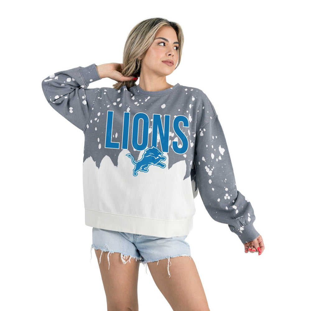 Gameday Couture Women's Oversized Faded Wash Tri-Blend Pullover Sweatshirt - Detroit Lions