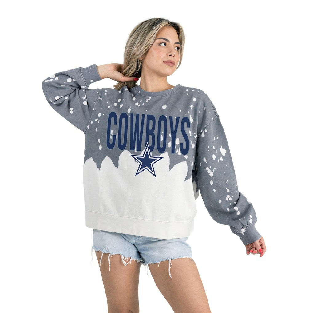 Gameday Couture Women's Oversized Faded Wash Tri-Blend Pullover Sweatshirt - Dallas Cowboys