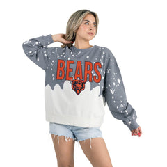 Gameday Couture Women's Oversized Faded Wash Tri-Blend Pullover Sweatshirt - Chicago Bears