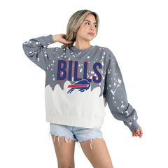 Gameday Couture Women's Oversized Faded Wash Tri-Blend Pullover Sweatshirt - Buffalo Bills