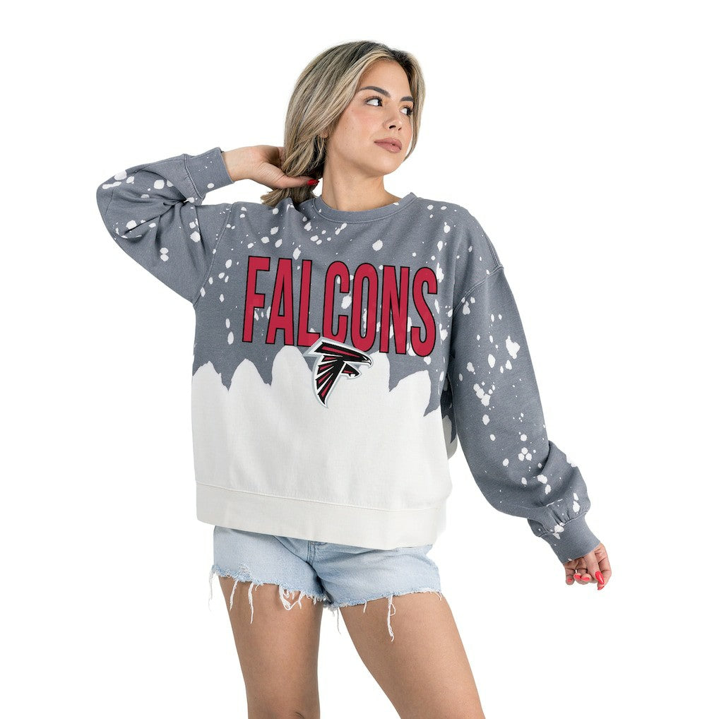 Gameday Couture Women's Oversized Faded Wash Tri-Blend Pullover Sweatshirt - Atlanta Falcons