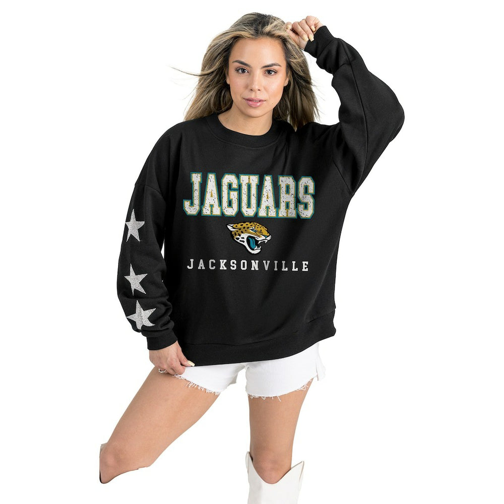 Gameday Couture Women's Velocity Relaxed Rhinestone Pullover Sweatshirt - Jacksonville Jaguars