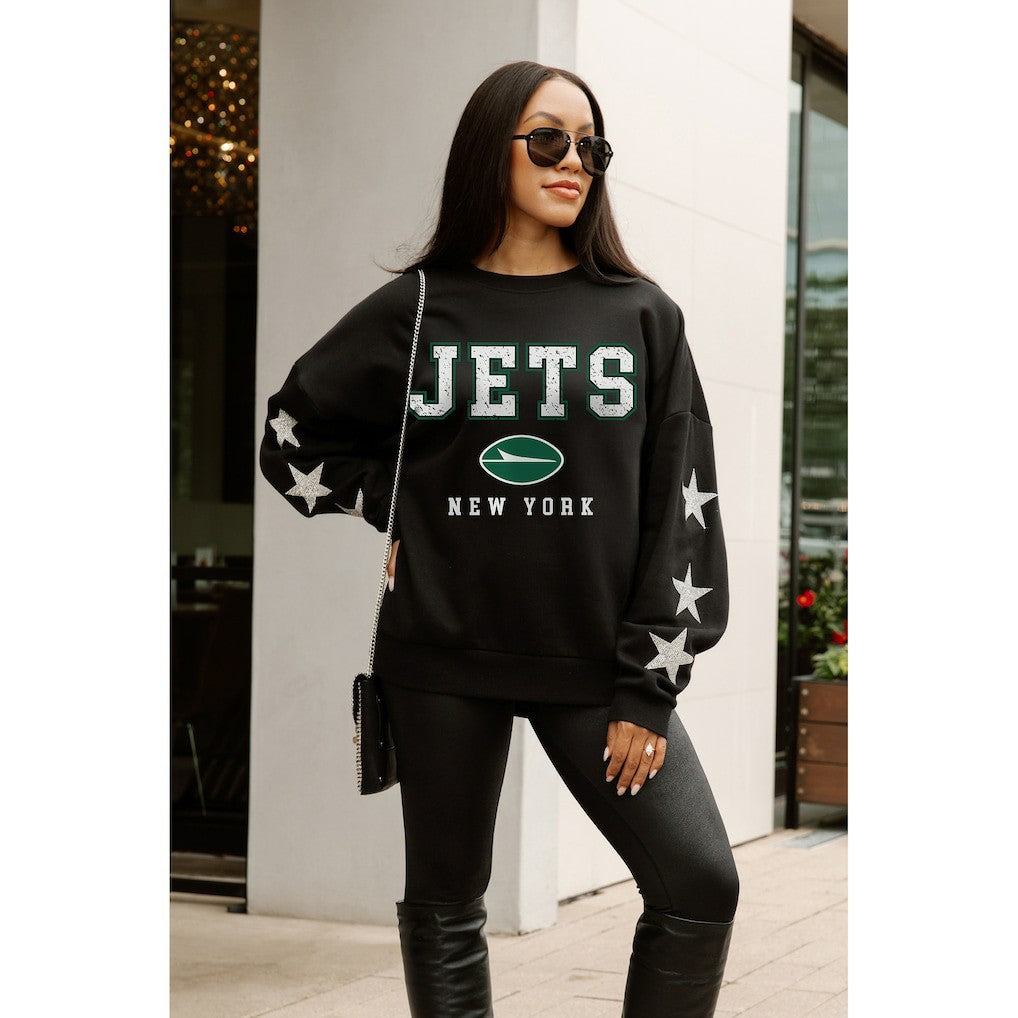 Gameday Couture Women's Velocity Relaxed Rhinestone Pullover Sweatshirt - New York Jets