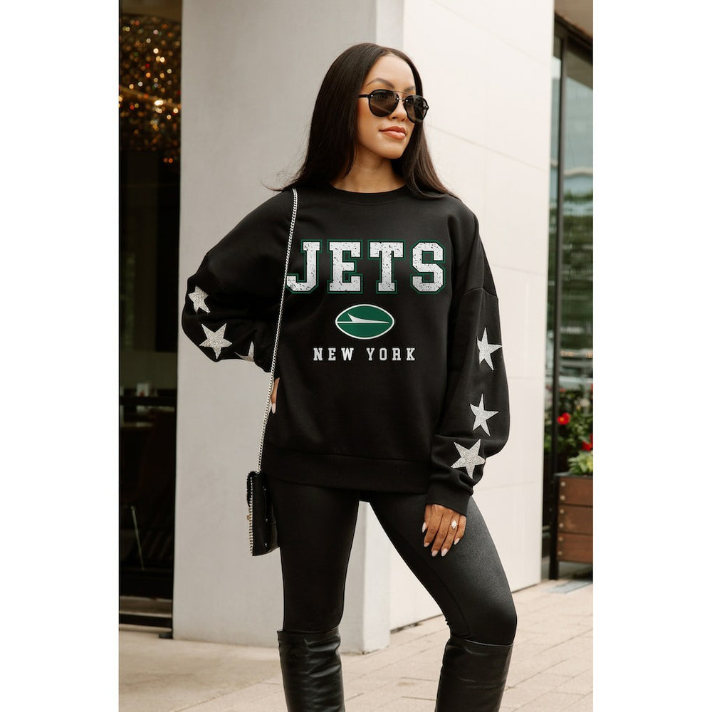 Gameday Couture Women's Velocity Relaxed Rhinestone Pullover Sweatshirt - New York Jets