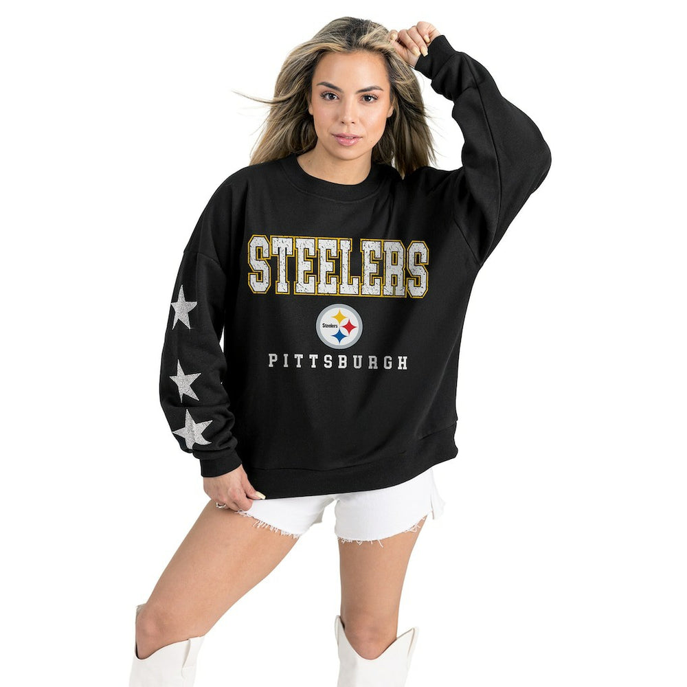 Gameday Couture Women's Velocity Relaxed Rhinestone Pullover Sweatshirt - Pittsburgh Steelers