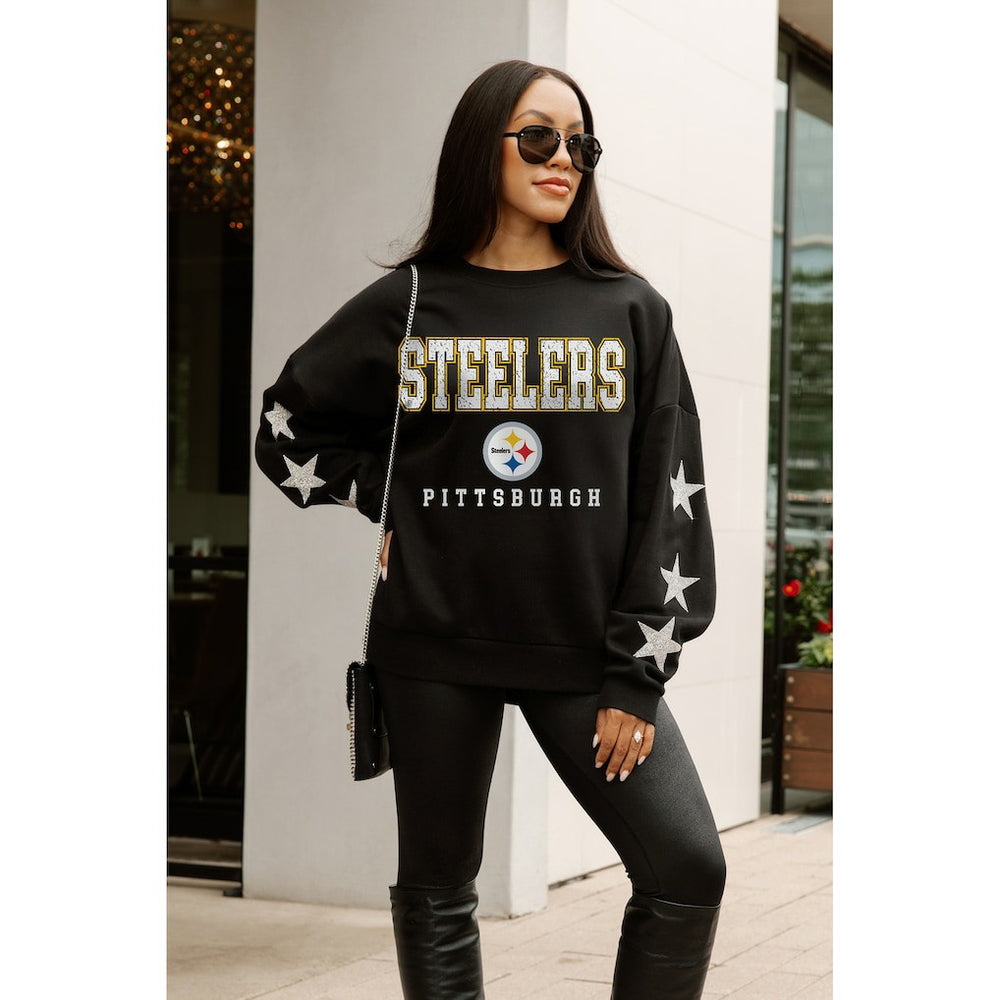 Gameday Couture Women's Velocity Relaxed Rhinestone Pullover Sweatshirt - Pittsburgh Steelers