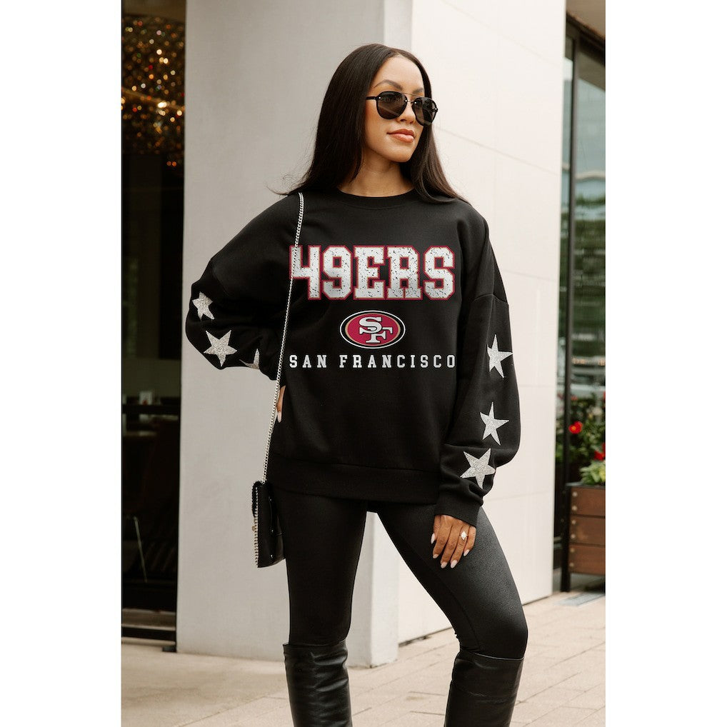 Gameday Couture Women's Velocity Relaxed Rhinestone Pullover Sweatshirt - San Francisco 49ers