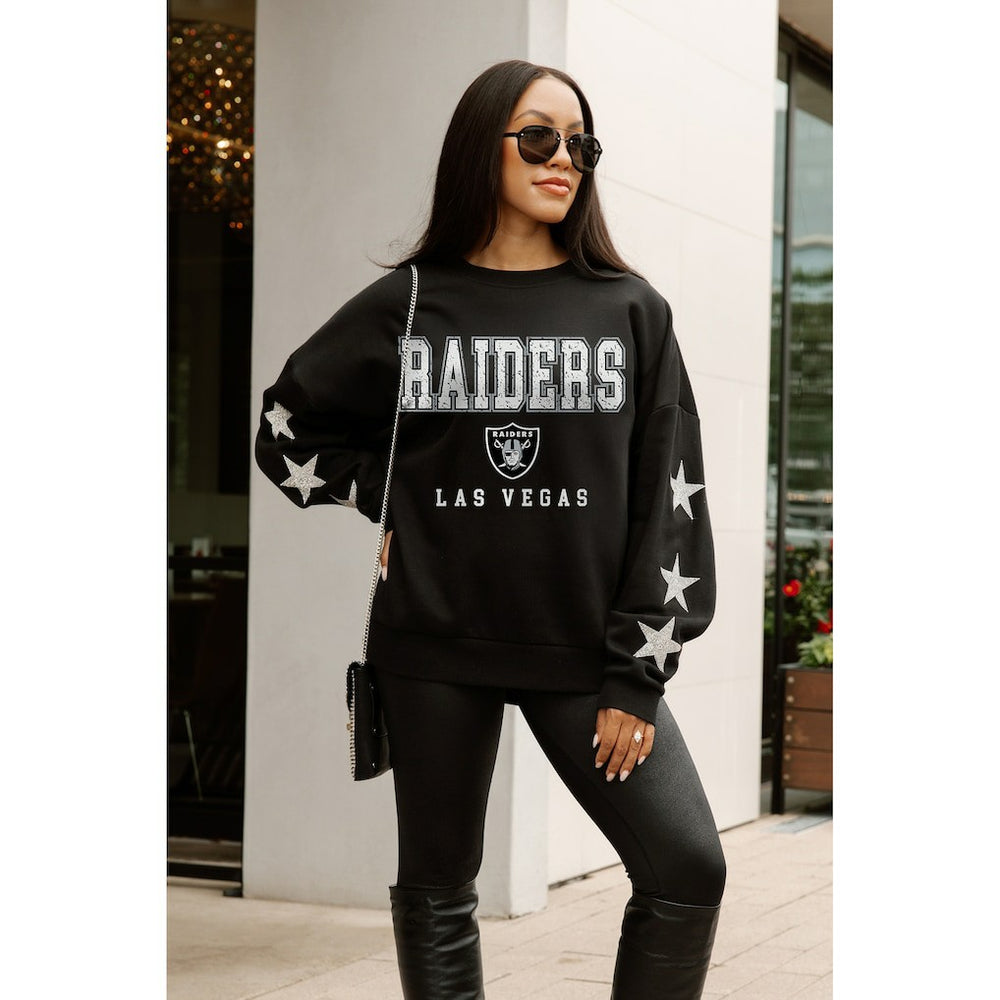 Gameday Couture Women's Velocity Relaxed Rhinestone Pullover Sweatshirt - Las Vegas Raiders