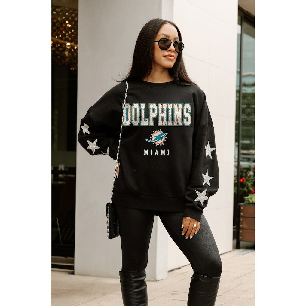 Gameday Couture Women's Velocity Relaxed Rhinestone Pullover Sweatshirt - Miami Dolphins