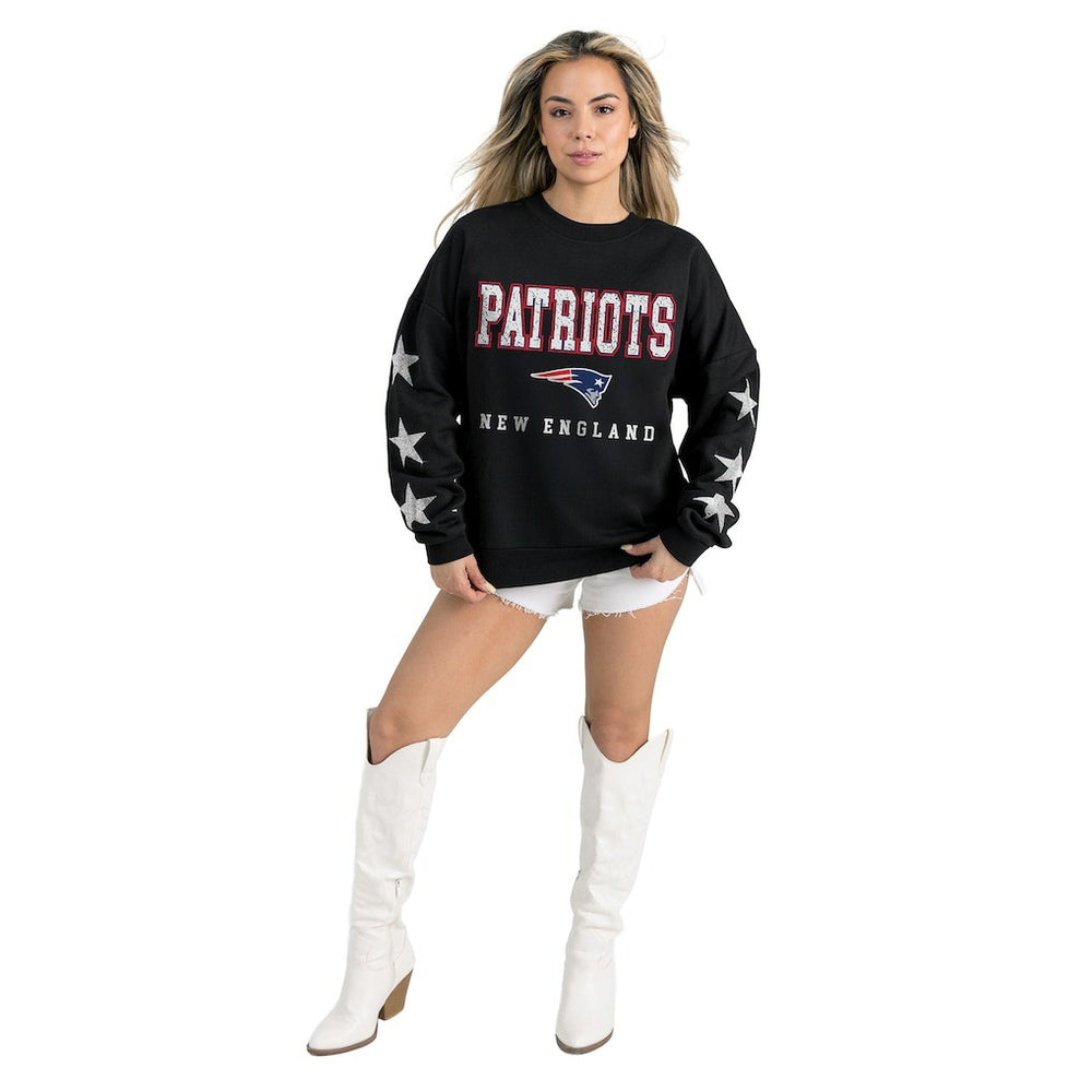 Gameday Couture Women's Velocity Relaxed Rhinestone Pullover Sweatshirt - New England Patriots