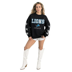 Gameday Couture Women's Velocity Relaxed Rhinestone Pullover Sweatshirt - Detroit Lions