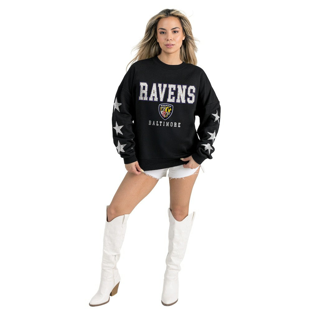 Gameday Couture Women's Velocity Relaxed Rhinestone Pullover Sweatshirt - Baltimore Ravens