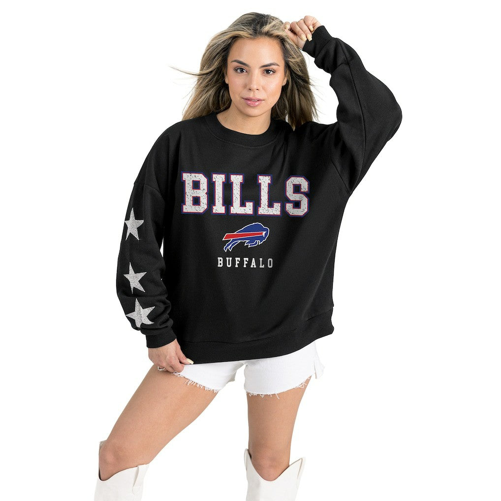 Gameday Couture Women's Velocity Relaxed Rhinestone Pullover Sweatshirt - Buffalo Bills