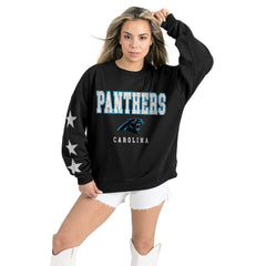 Gameday Couture Women's Velocity Relaxed Rhinestone Pullover Sweatshirt - Carolina Panthers