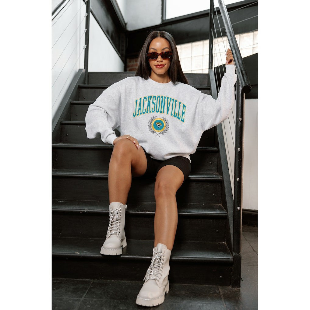 Gameday Couture Women's Traditional Logo Oversized Premium Fleece Pullover Sweatshirt - Jacksonville Jaguars