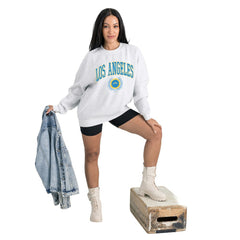 Gameday Couture Women's Traditional Logo Oversized Premium Fleece Pullover Sweatshirt - Los Angeles Chargers