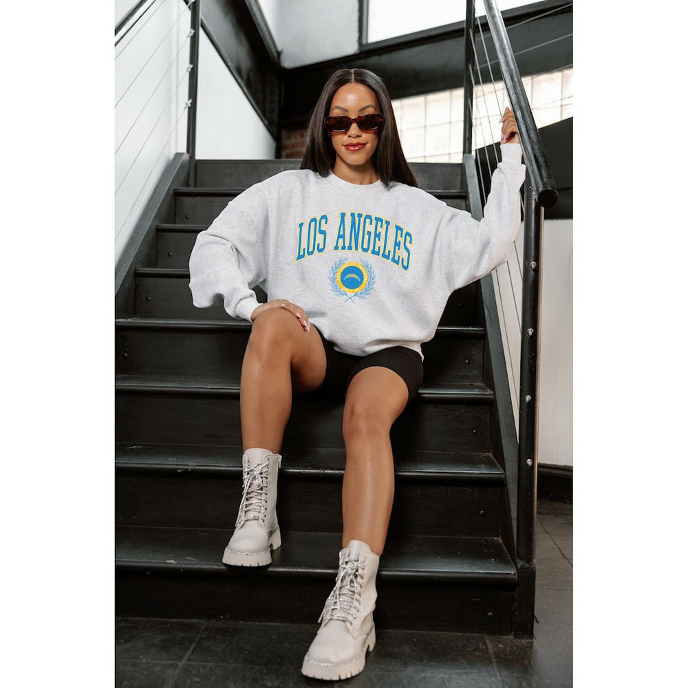 Gameday Couture Women's Traditional Logo Oversized Premium Fleece Pullover Sweatshirt - Los Angeles Chargers