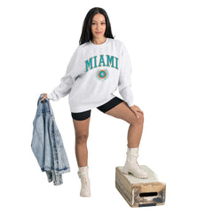 Gameday Couture Women's Traditional Logo Oversized Premium Fleece Pullover Sweatshirt - Miami Dolphins