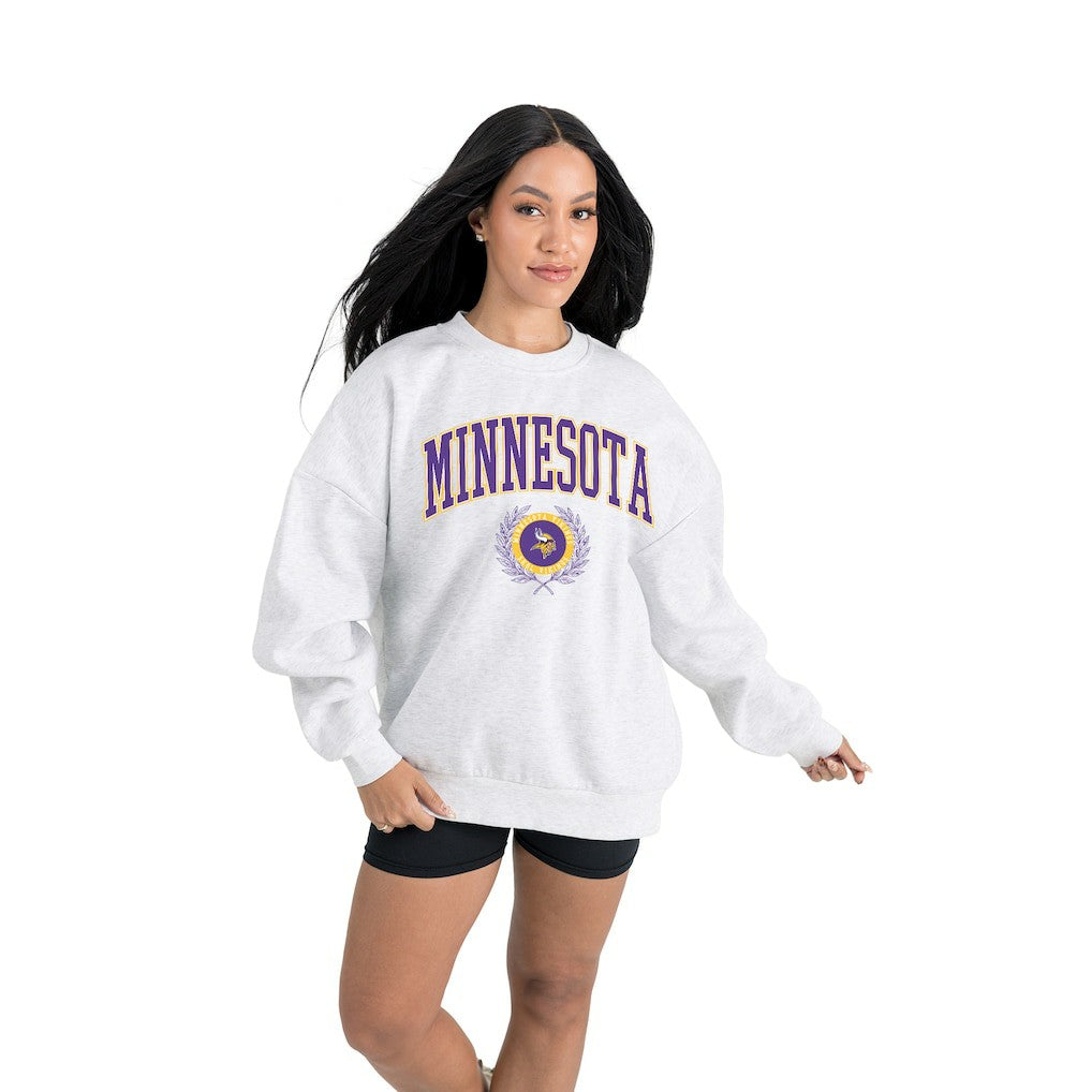 Gameday Couture Women's Traditional Logo Oversized Premium Fleece Pullover Sweatshirt - Minnesota Vikings