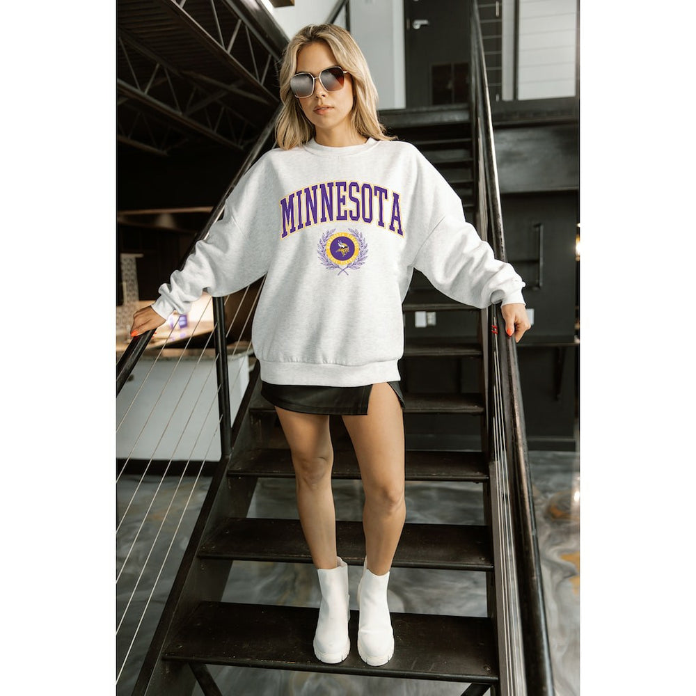 Gameday Couture Women's Traditional Logo Oversized Premium Fleece Pullover Sweatshirt - Minnesota Vikings
