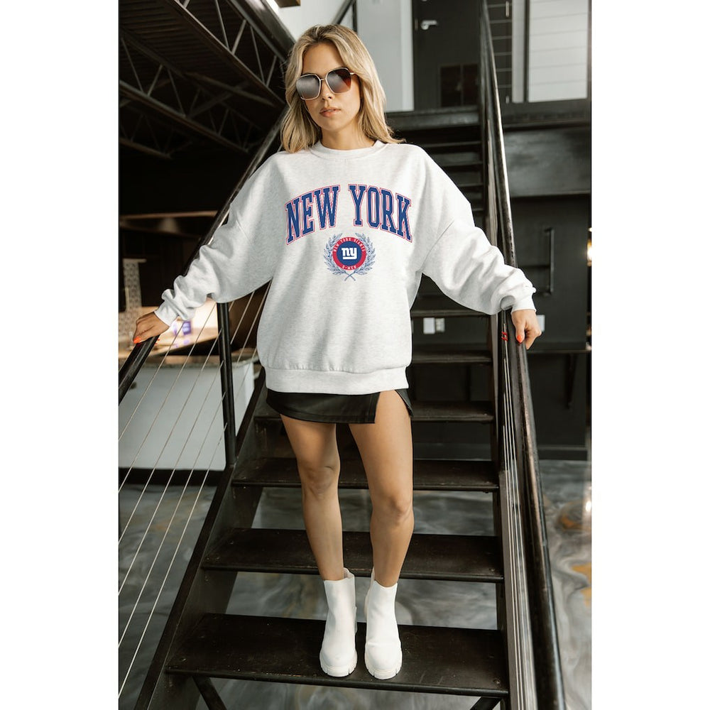 Gameday Couture Women's Traditional Logo Oversized Premium Fleece Pullover Sweatshirt - New York Giants