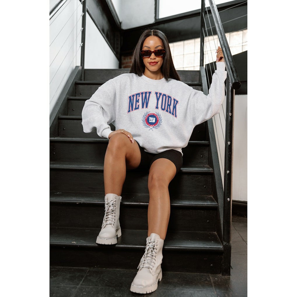 Gameday Couture Women's Traditional Logo Oversized Premium Fleece Pullover Sweatshirt - New York Giants