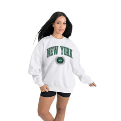 Gameday Couture Women's Traditional Logo Oversized Premium Fleece Pullover Sweatshirt - New York Jets