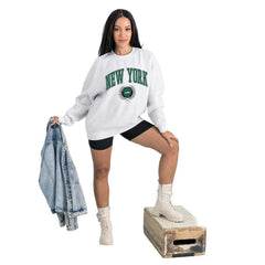 Gameday Couture Women's Traditional Logo Oversized Premium Fleece Pullover Sweatshirt - New York Jets