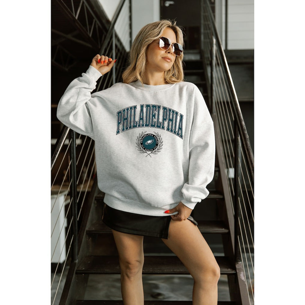 Gameday Couture Women's Traditional Logo Oversized Premium Fleece Pullover Sweatshirt - Philadelphia Eagles