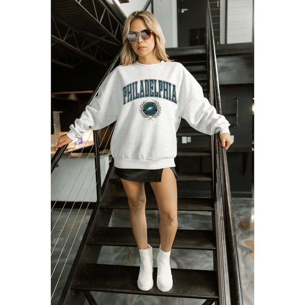Gameday Couture Women's Traditional Logo Oversized Premium Fleece Pullover Sweatshirt - Philadelphia Eagles
