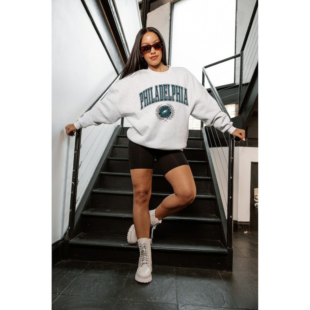 Gameday Couture Women's Traditional Logo Oversized Premium Fleece Pullover Sweatshirt - Philadelphia Eagles
