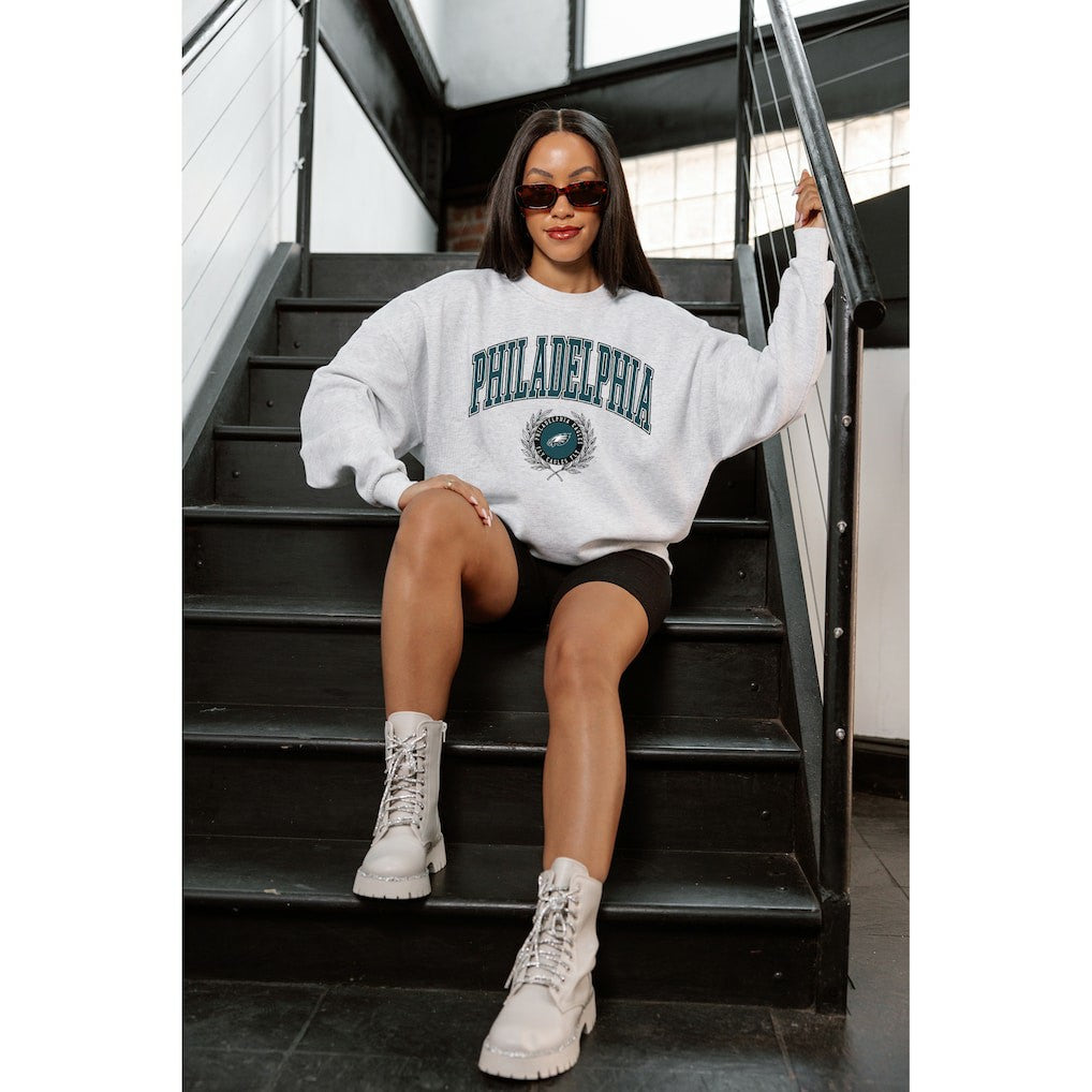Gameday Couture Women's Traditional Logo Oversized Premium Fleece Pullover Sweatshirt - Philadelphia Eagles