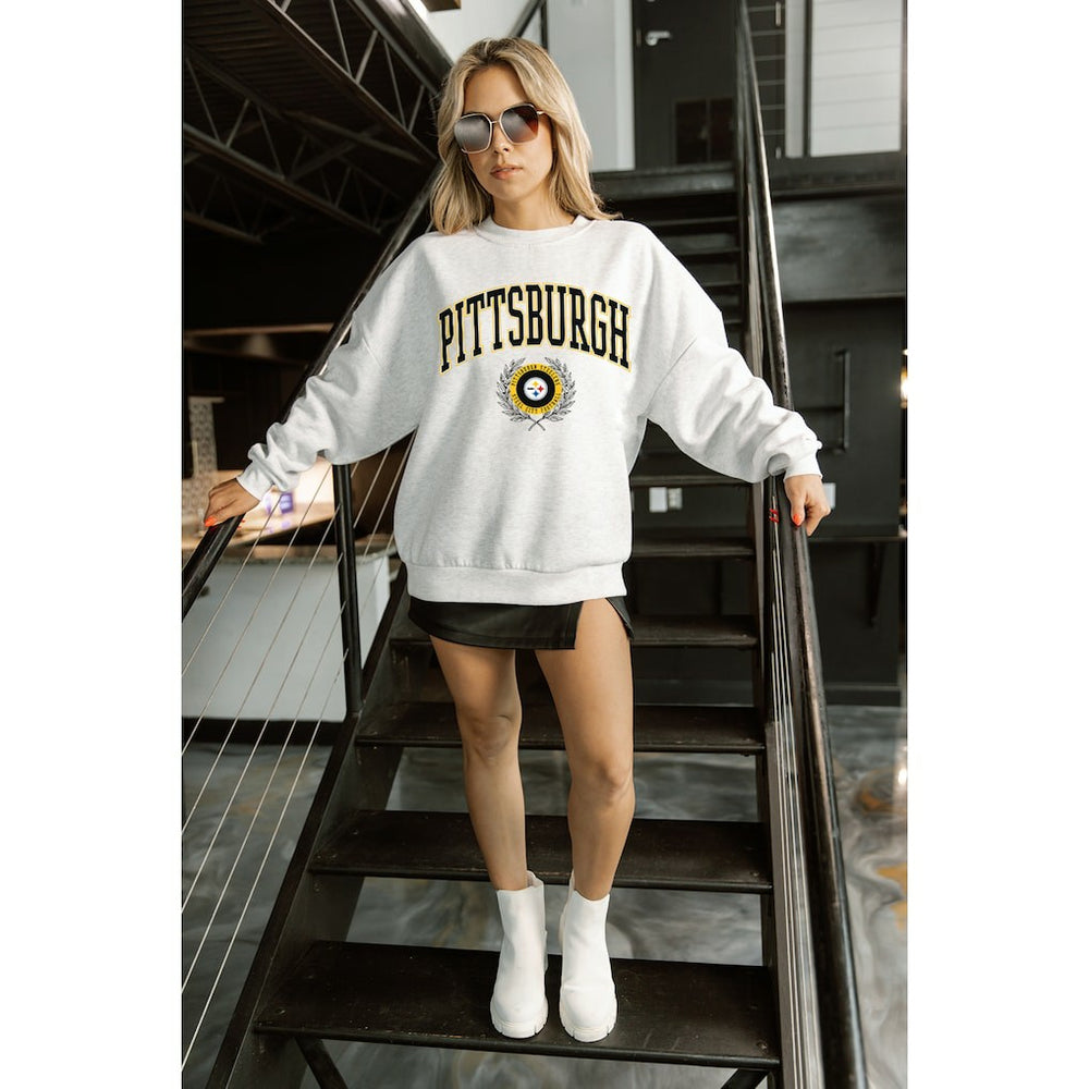Gameday Couture Women's Traditional Logo Oversized Premium Fleece Pullover Sweatshirt - Pittsburgh Steelers