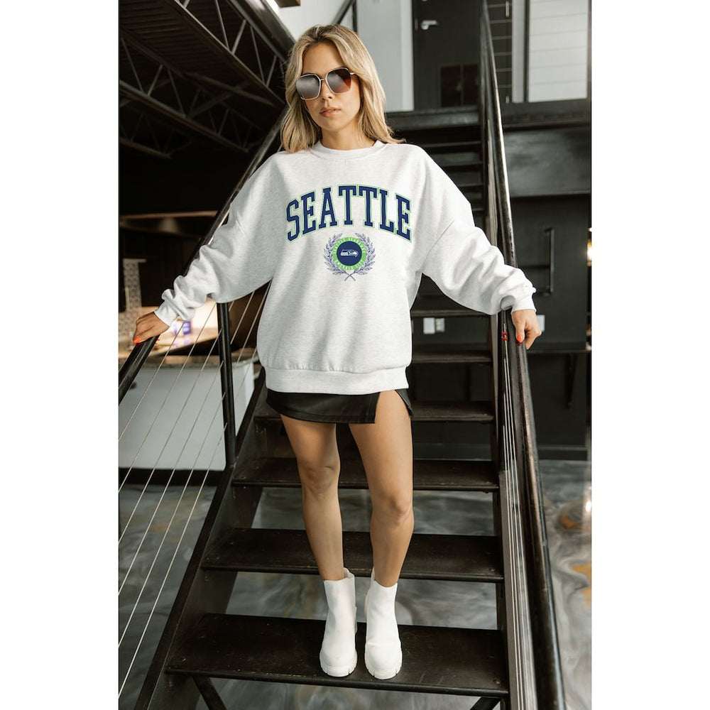 Gameday Couture Women's Traditional Logo Oversized Premium Fleece Pullover Sweatshirt - Seattle Seahawks