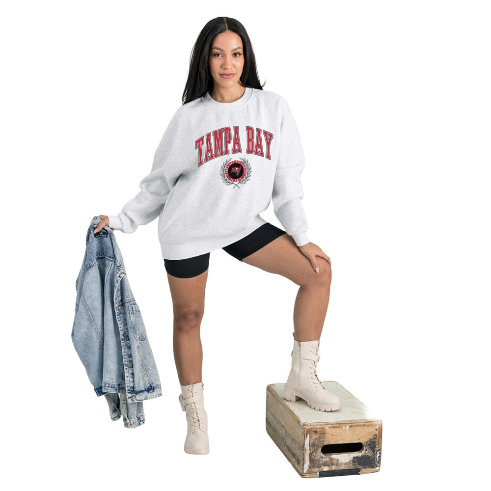 Gameday Couture Women's Traditional Logo Oversized Premium Fleece Pullover Sweatshirt - Tampa Bay Buccaneers