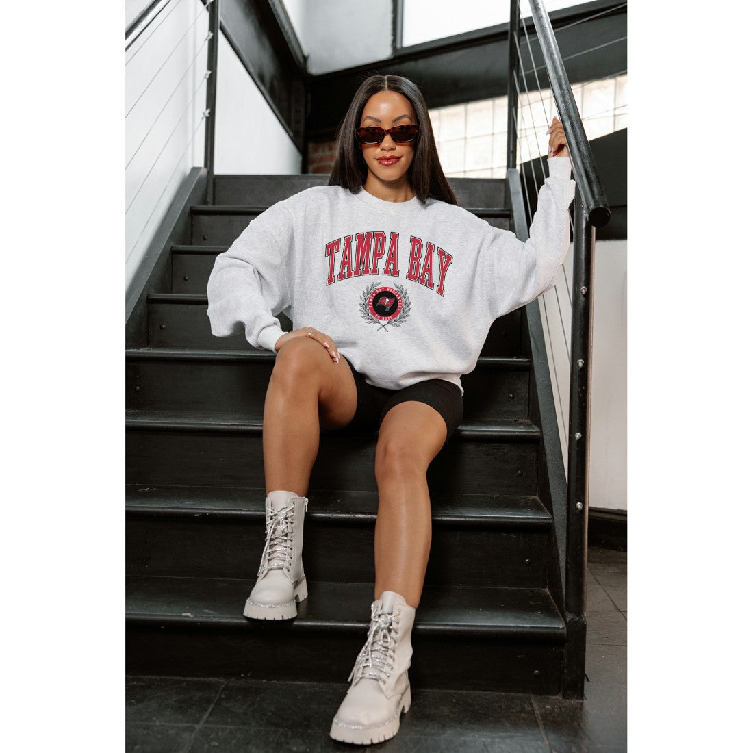 Gameday Couture Women's Traditional Logo Oversized Premium Fleece Pullover Sweatshirt - Tampa Bay Buccaneers
