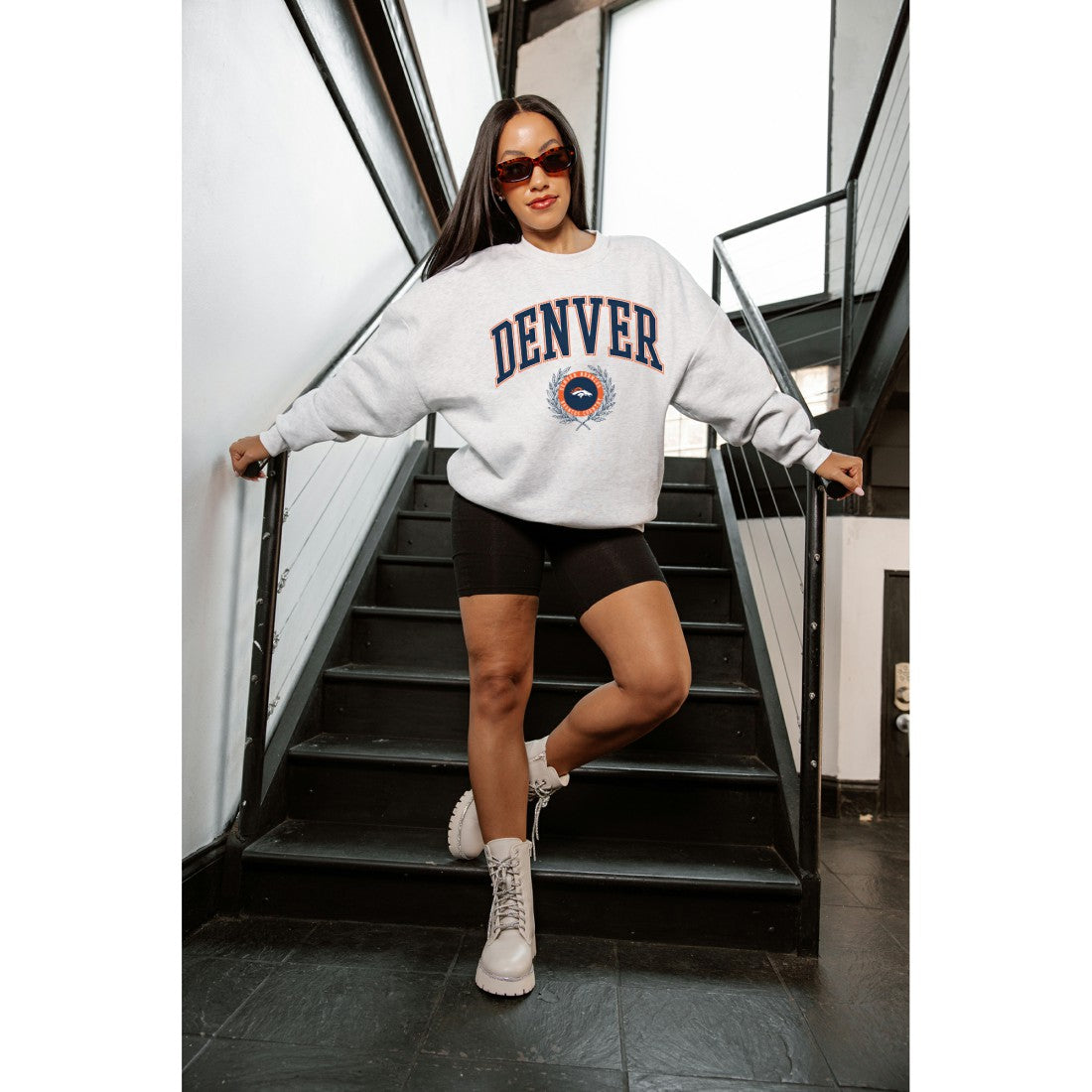 Gameday Couture Women's Traditional Logo Oversized Premium Fleece Pullover Sweatshirt - Denver Broncos