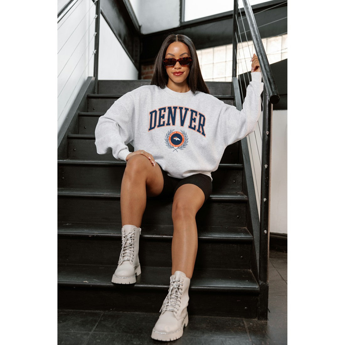 Gameday Couture Women's Traditional Logo Oversized Premium Fleece Pullover Sweatshirt - Denver Broncos