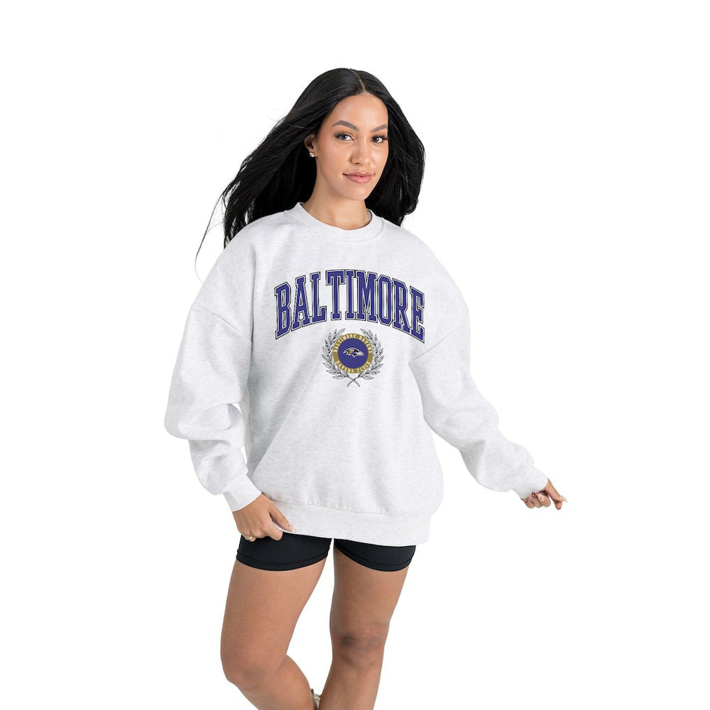 Gameday Couture Women's Traditional Logo Oversized Premium Fleece Pullover Sweatshirt - Baltimore Ravens