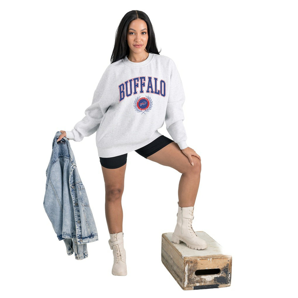 Gameday Couture Women's Traditional Logo Oversized Premium Fleece Pullover Sweatshirt - Buffalo Bills