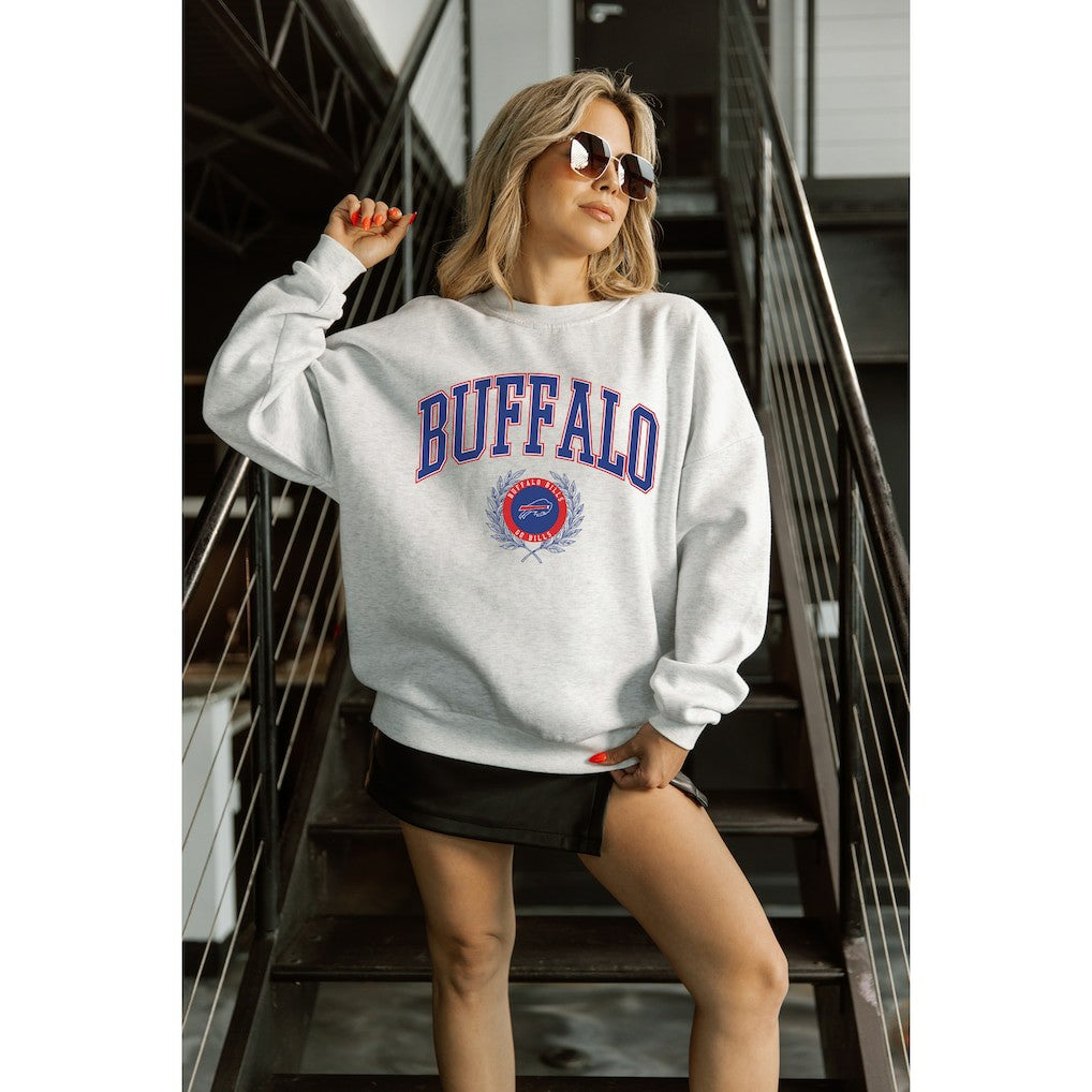Gameday Couture Women's Traditional Logo Oversized Premium Fleece Pullover Sweatshirt - Buffalo Bills