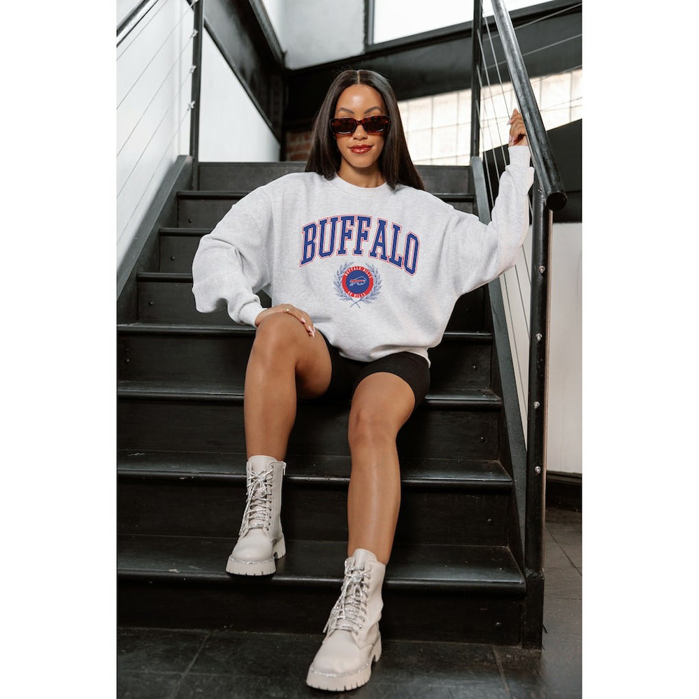 Gameday Couture Women's Traditional Logo Oversized Premium Fleece Pullover Sweatshirt - Buffalo Bills