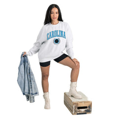 Gameday Couture Women's Traditional Logo Oversized Premium Fleece Pullover Sweatshirt - Carolina Panthers