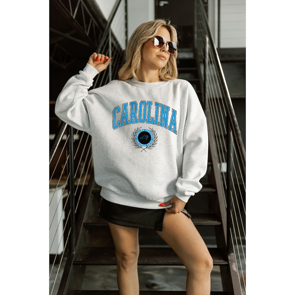 Gameday Couture Women's Traditional Logo Oversized Premium Fleece Pullover Sweatshirt - Carolina Panthers