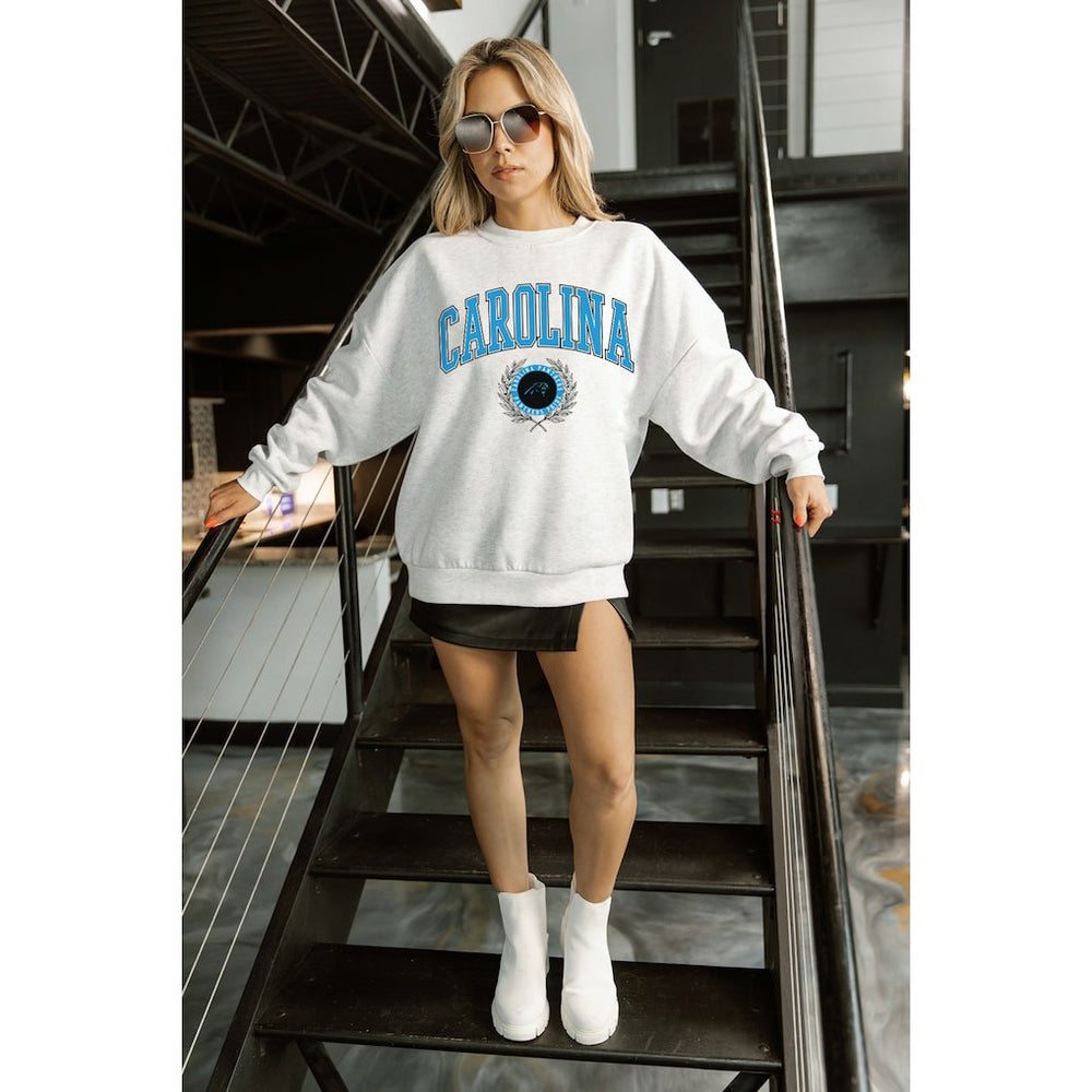 Gameday Couture Women's Traditional Logo Oversized Premium Fleece Pullover Sweatshirt - Carolina Panthers