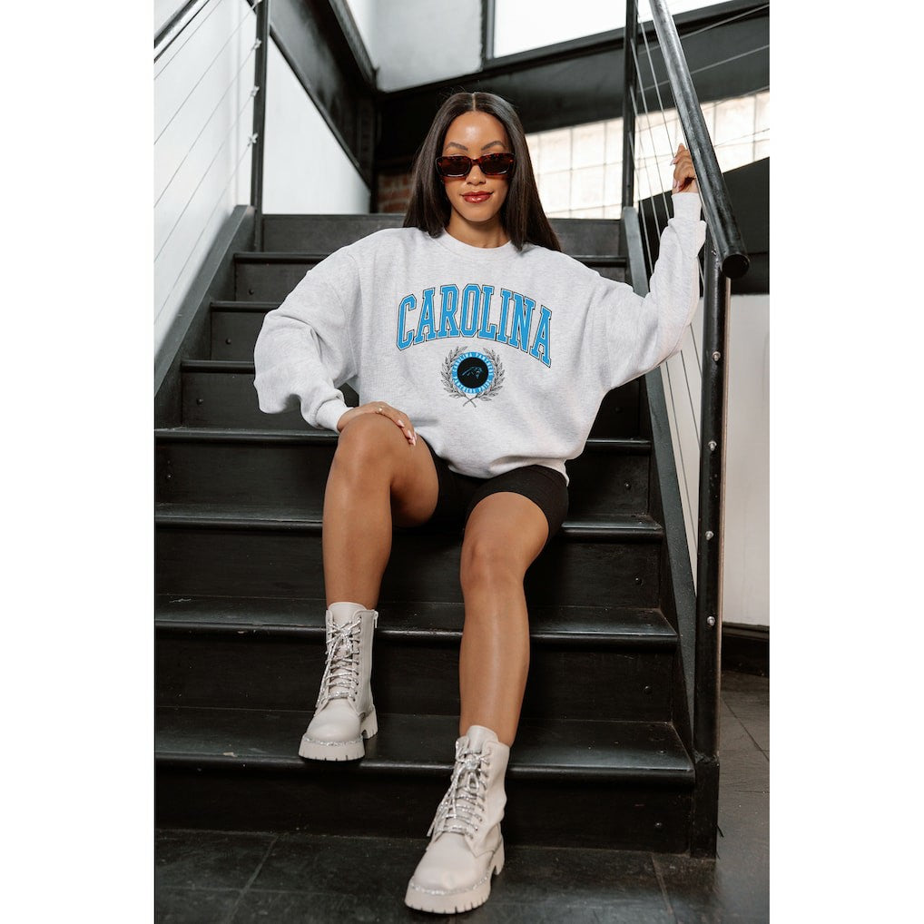 Gameday Couture Women's Traditional Logo Oversized Premium Fleece Pullover Sweatshirt - Carolina Panthers