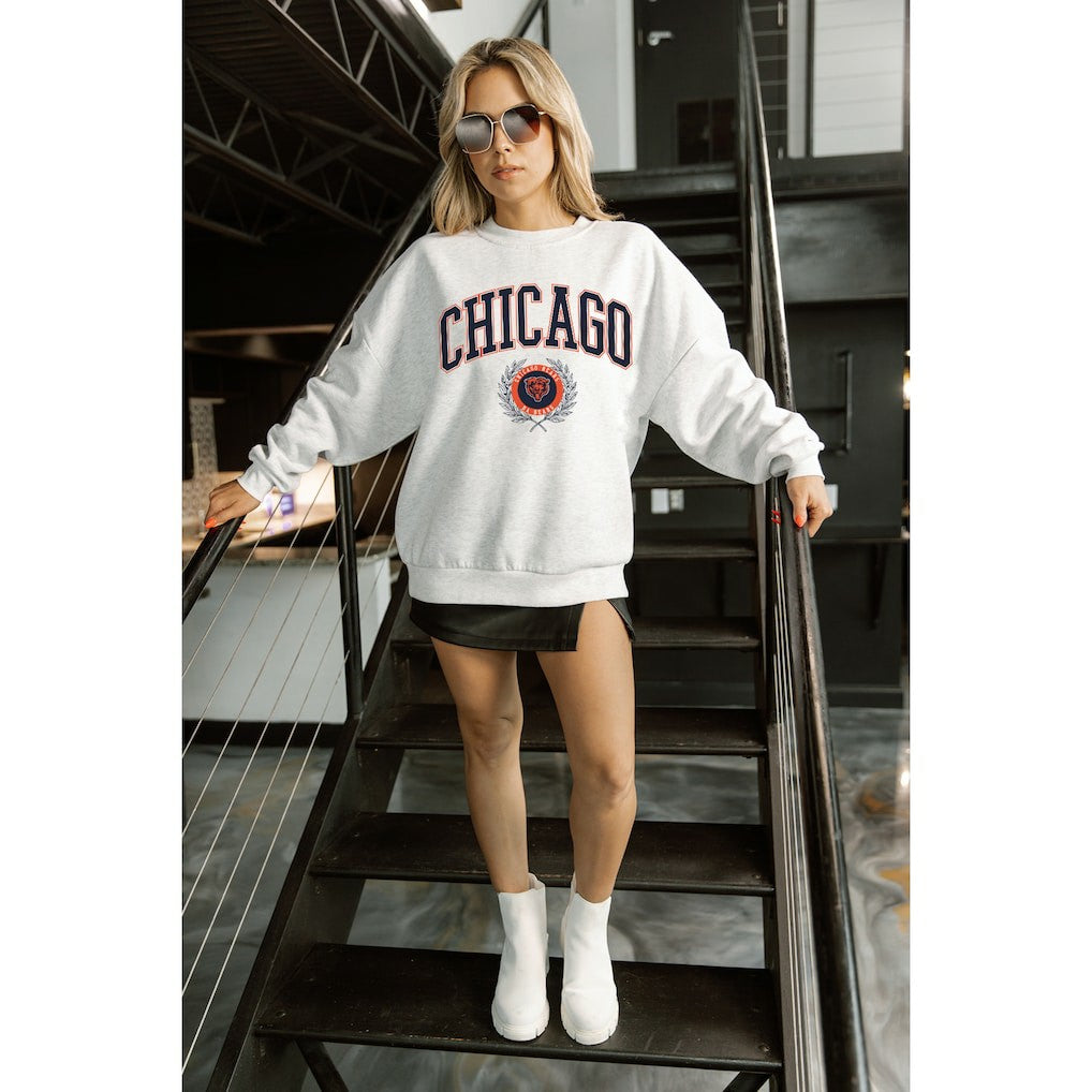 Gameday Couture Women's Traditional Logo Oversized Premium Fleece Pullover Sweatshirt - Chicago Bears