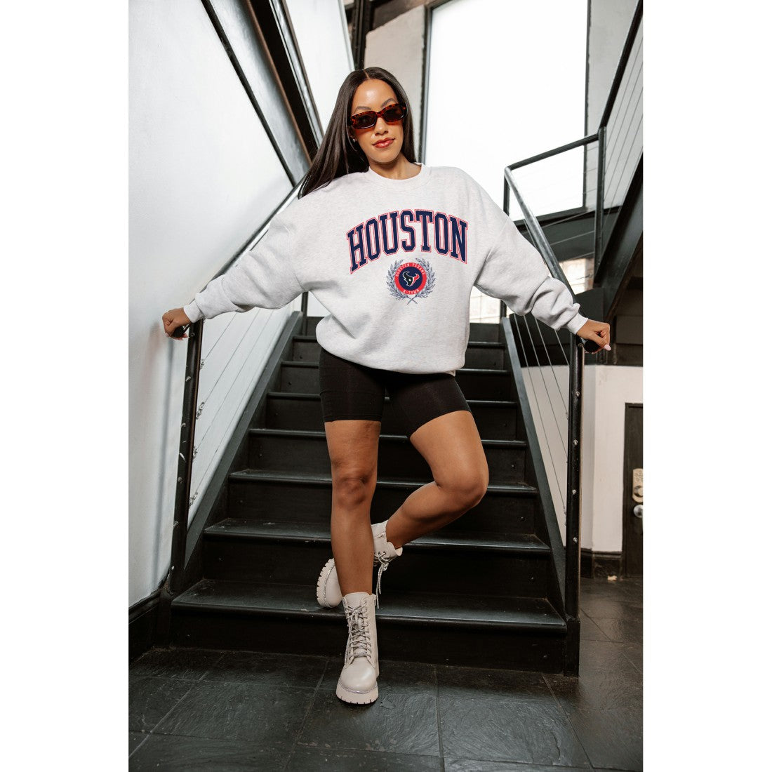 Gameday Couture Women's Traditional Logo Oversized Premium Fleece Pullover Sweatshirt - Houston Texans